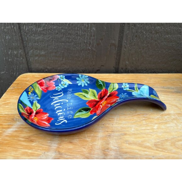 The Pioneer Woman Spring Bouquet Spoon Rest Floral Stoneware Make Life Delicious - Picture 2 of 6
